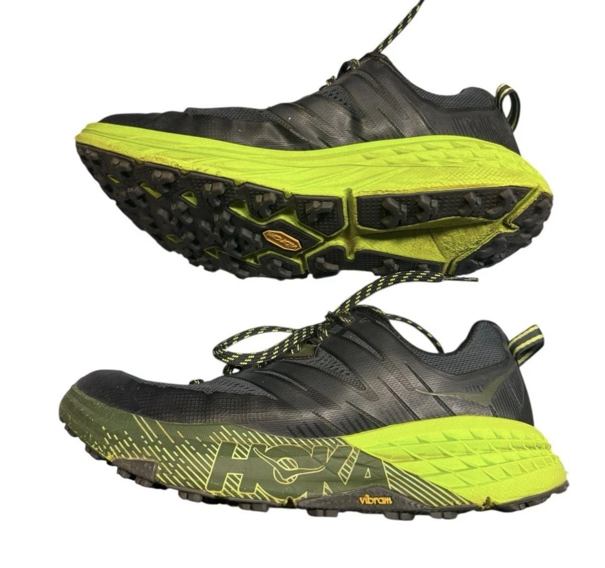 Hoka One One Speedgoat 3 Trail Running Shoes Black Neon Green Men's Size US 7