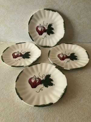 Blue Ridge Southern Potteries Strawberry Sundae Set of 4 Bread Plates 6''