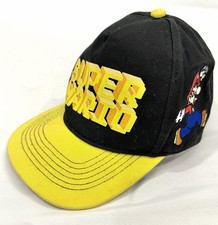 Super Mario Snap Back Hat Mario Patch Black / Yellow Ball Cap 2018 Nintendo