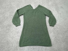 Harper Heritage Sweater Dress Womens M Green V-Neck Ribbed Knit Mini