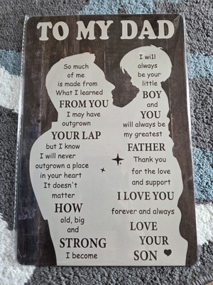 To My Dad Vintage Metal Tin Sign From Son for Home Decor 8x12 Inch