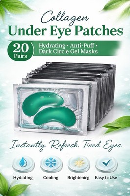 20 Pairs Collagen Eye Patches Green Under Eye Masks Hydrating Skincare