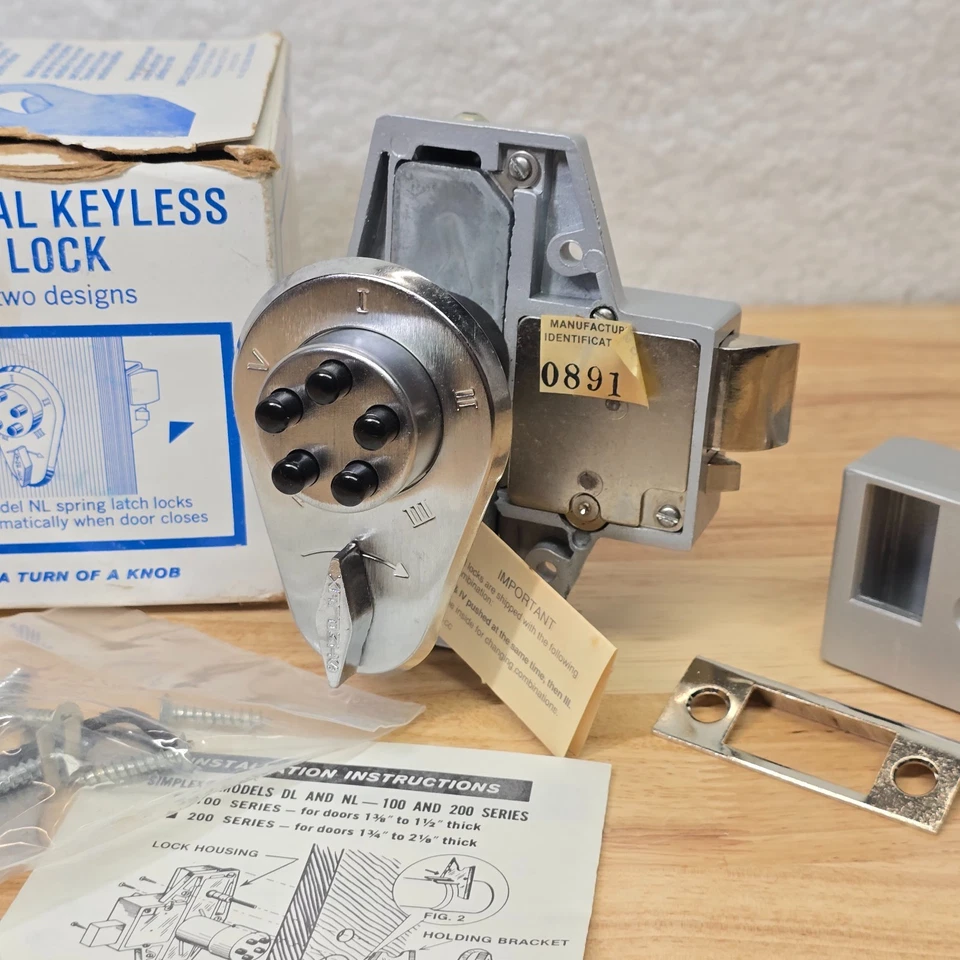 Vintage Simplex Mechanical Keyless Door Lock Model 919 Brushed Chrome Made USA - Image 2 of 4