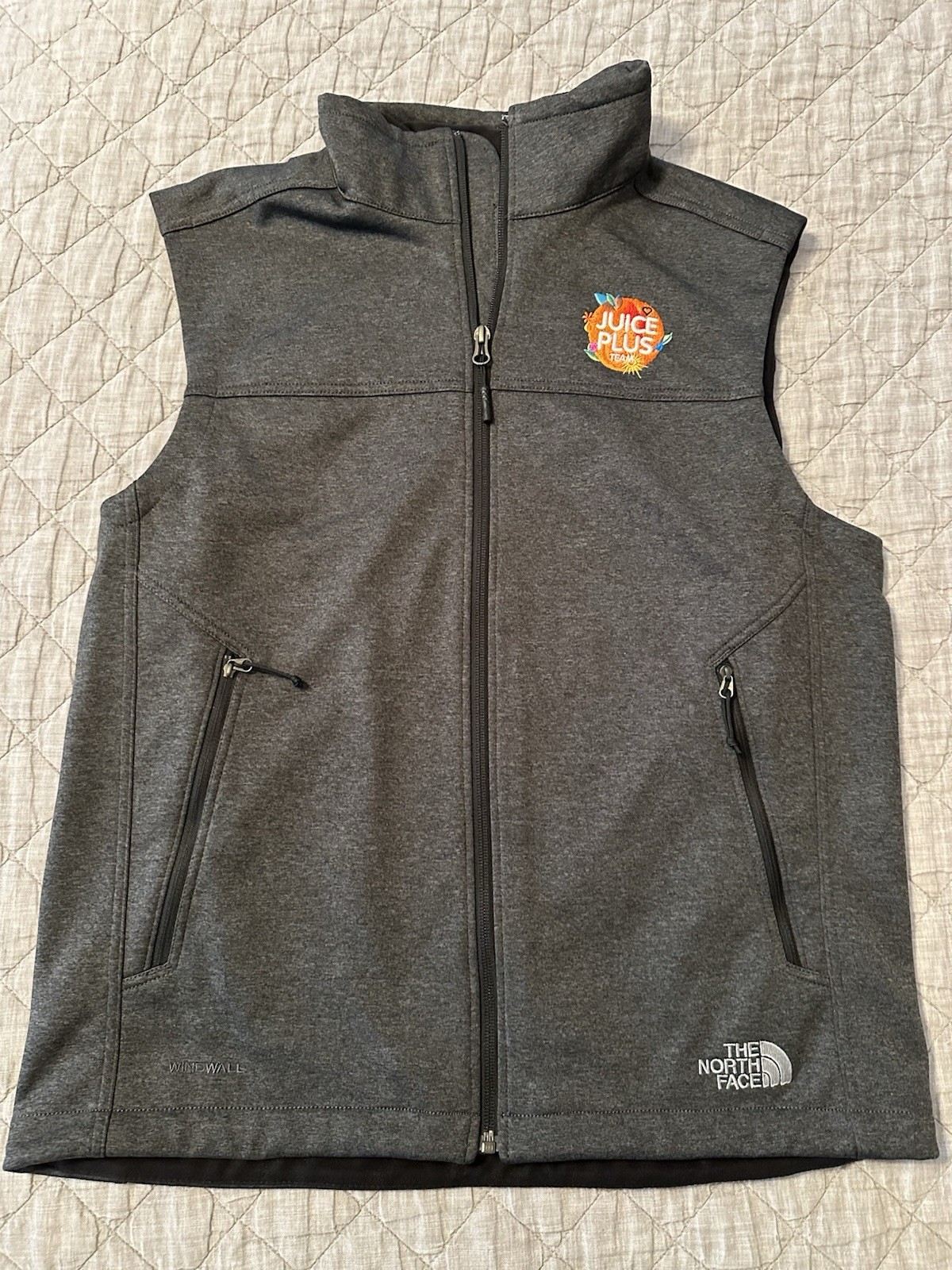 The North Face WindWall Vest Mens M Gray Full Zip Softshell Fleece Lined