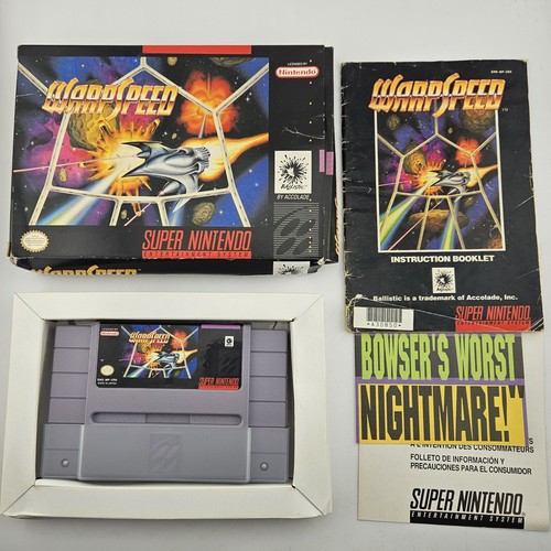 Super Nintendo WarpSpeed SNES Game + Manual + Box Complete CIB Tested Cleaned