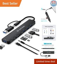 Portable USB C Docking Station - 8-in-1 Hub with Gigabit Ethernet  Card Reader