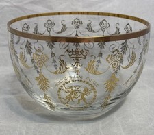 Royal Collection Buckingham Palace Gilded Round Glass Bowl Clear With Gold Leaf