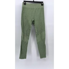 UNBRANDED Women's Green Ribbed High-Rise Pull-On Compression Leggings SZ M