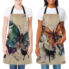 Striped Adjustable Kitchen Bib Aprons with Pockets Chef Cooking 2 Pack