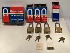 Vintage Lot Of 4 American Lock Steel Ball Padlocks Series 560 w/ Box & Display