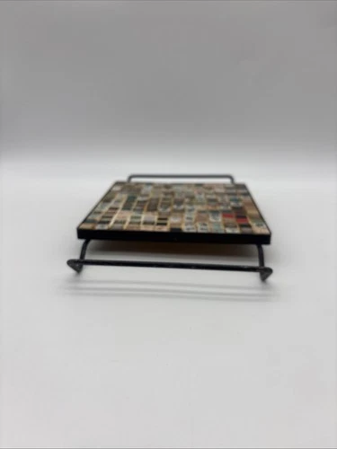 Vintage 1950s Kitschy Mosaic Tile Ceramic Trivet Plate Atomic age Retro Colorful image 10