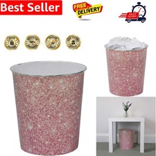 Image of Small Pink Sparkle Waste Paper Bin, 24.5cm x 26.5cm Approx, One Size