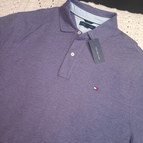 Tommy Hilfiger Mens 2XLT Short Sleeve Logo Pique Polo Shirt Hippo Purple Plus