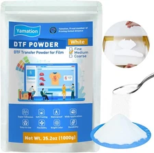 Yamation DTF Powder Adhesive White 35.2OZ/ 2.2lb 2.2lb-White-Medium, Whtie 