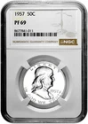 1957 50C Proof Silver Franklin Half Dollar NGC Graded PF 69 in New Holder