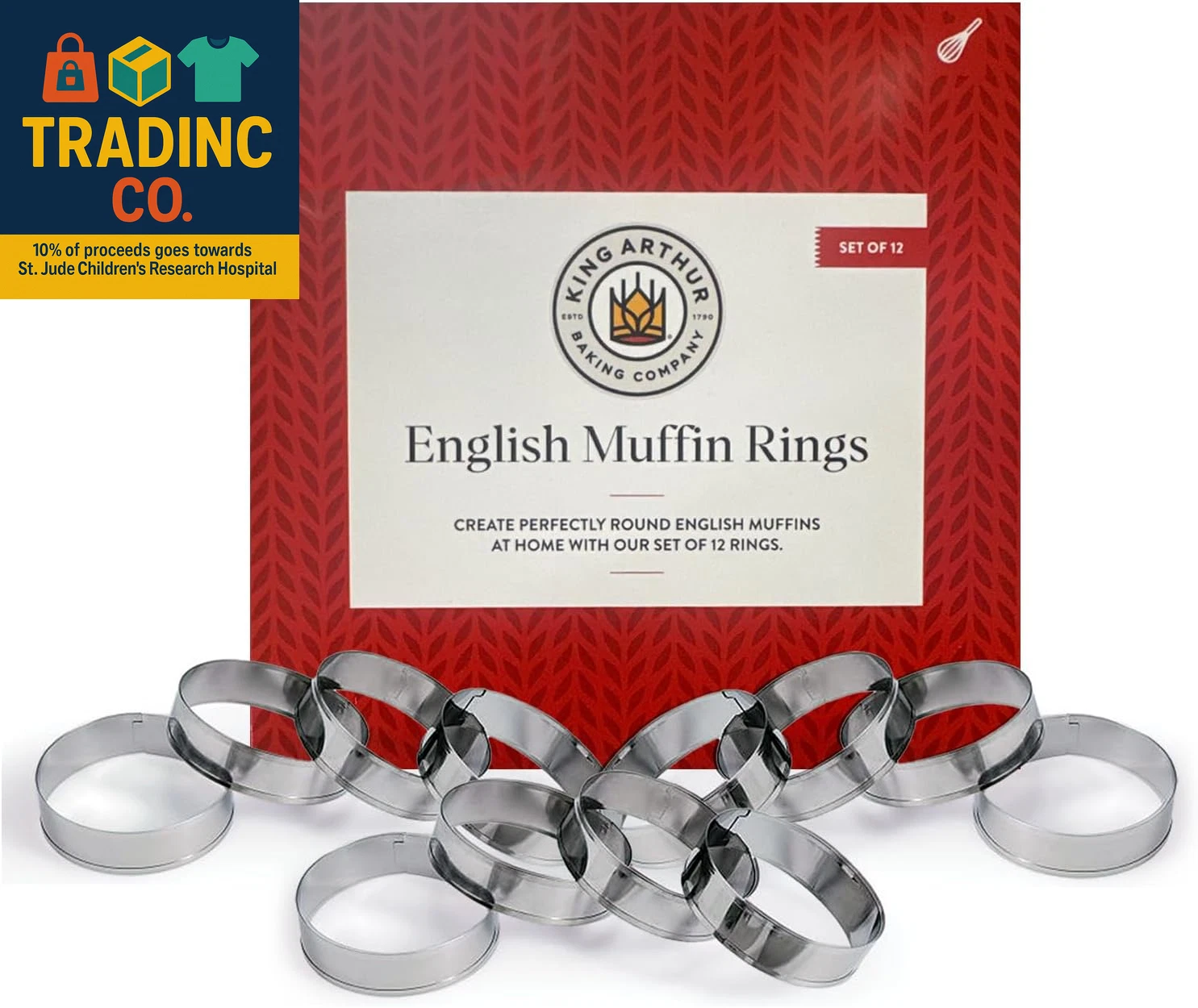 Baking Company English Muffin Rings, Stainless Steel, round Set of 12 for Cookin