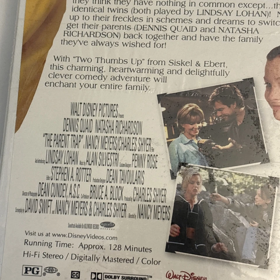 Walt Disney The Parent Trap 1998 VHS Sealed- Lohan Quaid Richardson Foto 3 de 4