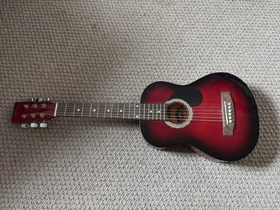 Red Sunburst Acoustic Guitar with Case