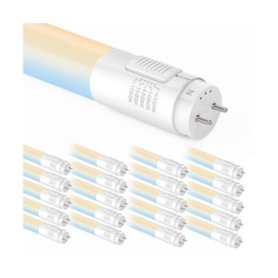 20 Pack 4FT LED T8 Ballast Bypass Tube 18W 5CCT Selectable 2400lm UL FCC