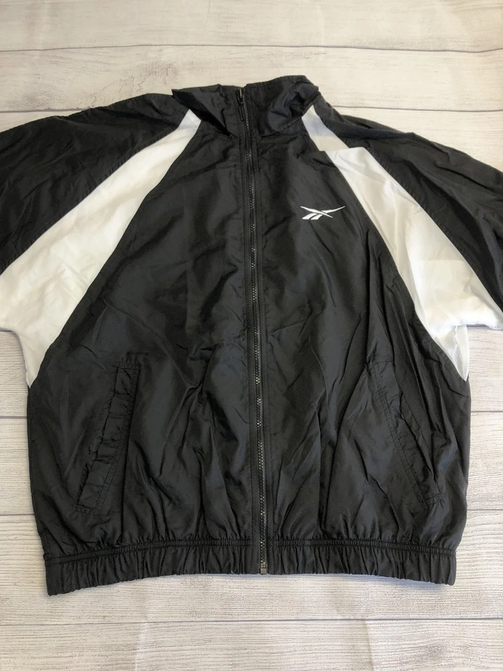 Reebok Jacket Mens Medium Full Zip Windbreaker Athletic Retro 90s Vintage Look - Image 3 of 4