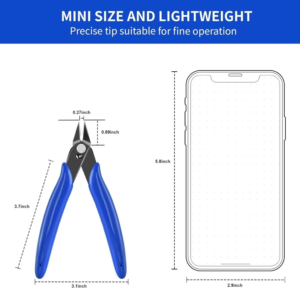 5 Inch Micro Flush Cutter, 2 Pack Small Wire Cutters Spring Loaded ...