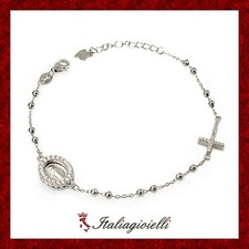 Raggiante Bracciale Rosario in Argento 925 Rodiato Oro Bianco Donna