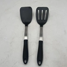 Nylon Black Slotted Spatula & Solid Spatula ~13" Made in USA