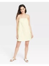 Women's A New Day Sleeveless Shift Mini Dress Yellow Striped Size Small NWT Flaw