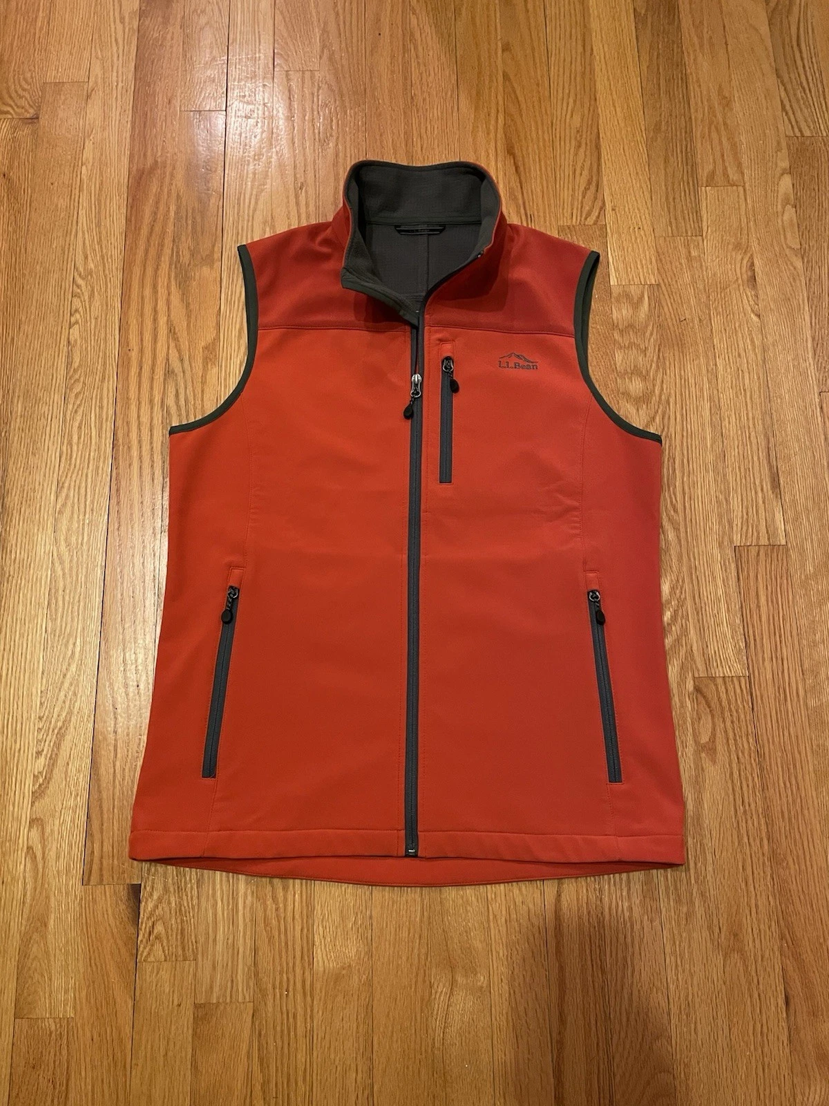 LL Bean Utility Vest Waffle Lined Sz Medium Tall Orange Hiking Outdoors GORPCORE