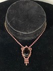 Vintage Gold Tonę SET Light and Dark Pink Stones Bracelet 15" Necklace — photo 2