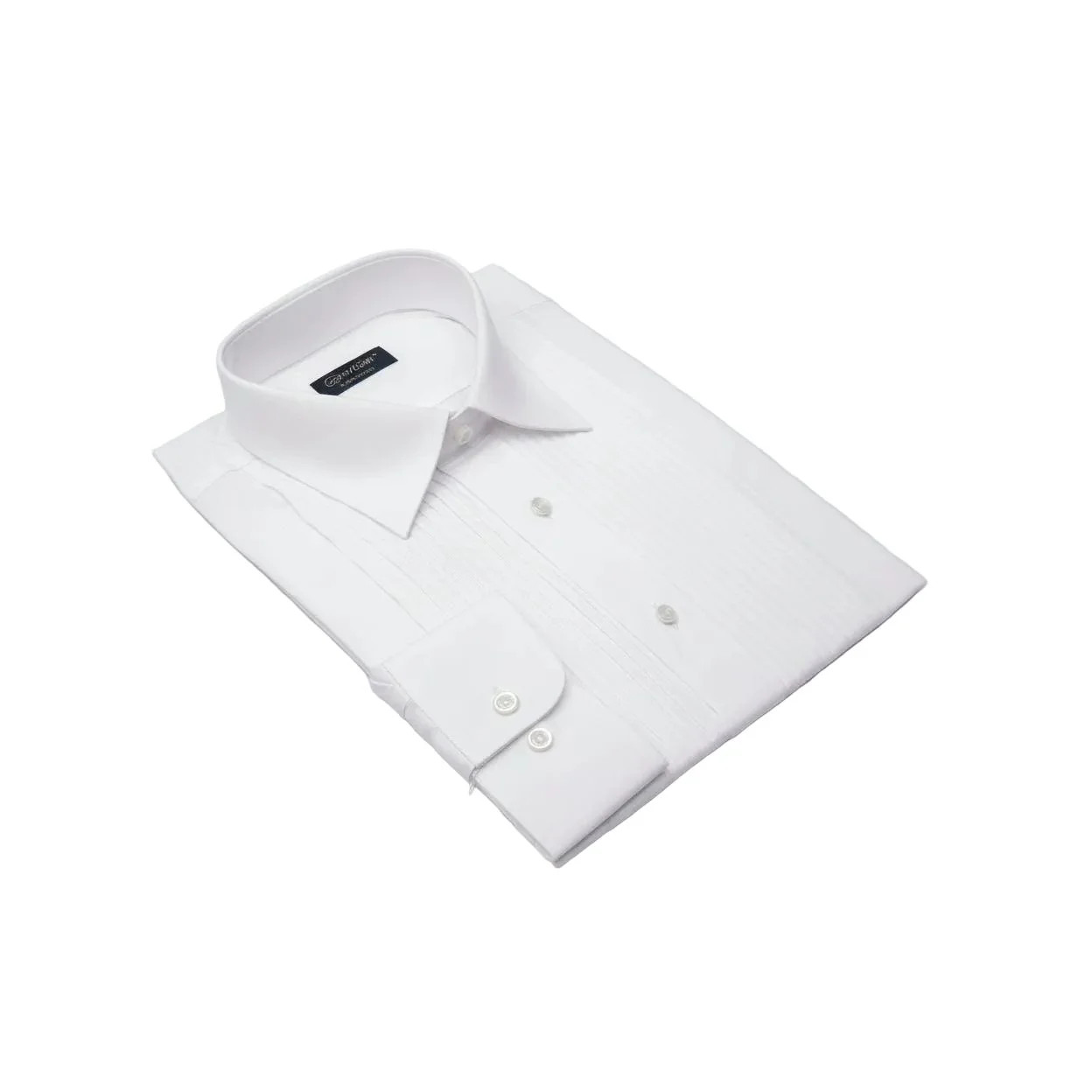 Mens Tuxedo shirt Milani Laydown Conventional Collar Formal Pleated White 6690₽