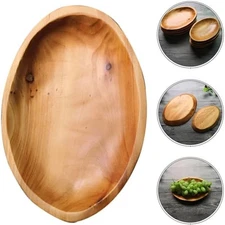 Solid Wood Oval Serving Platter 11X8 Inch Acacia Wooden Plate Food Tray
