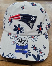 NWT New England Patriots '47 Youth Girls Floral White Clean Up Adjustable Hat