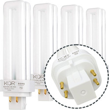  Pack of 4 13W CFL Double Tube Bulbs   G24Q-1 4-Pin Base   3500K Soft White  