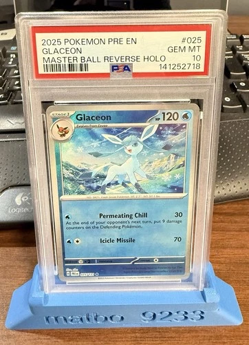 Pokemon Glaceon Master Ball Pattern 025/131 Sv: Prismatic Evolutions Holo PSA 10