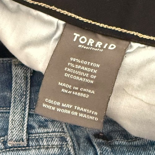 Torrid Plus Size 20 High Rise Denim Shorts Distressed Frayed Hem Cut Off Split - Picture 9 of 11