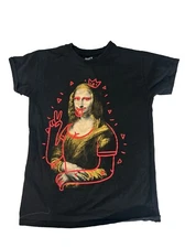 BRISCO Brands Mona Lisa Graffiti Tag Graphic T-Shirt Size Small Black Shirt