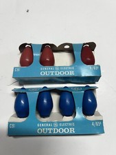 Vtg General Electric GE C9-1/2 Outdoor Christmas Lamps Bulbs Red/Blue 7