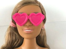 BARBIE Doll Pink Heart Plastic Opaque Sunglasses NEW