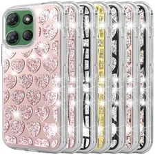 For Moto G Power 5G 2025 Phone Case Glitter Clear Sparkly Bling Hybrid Cover