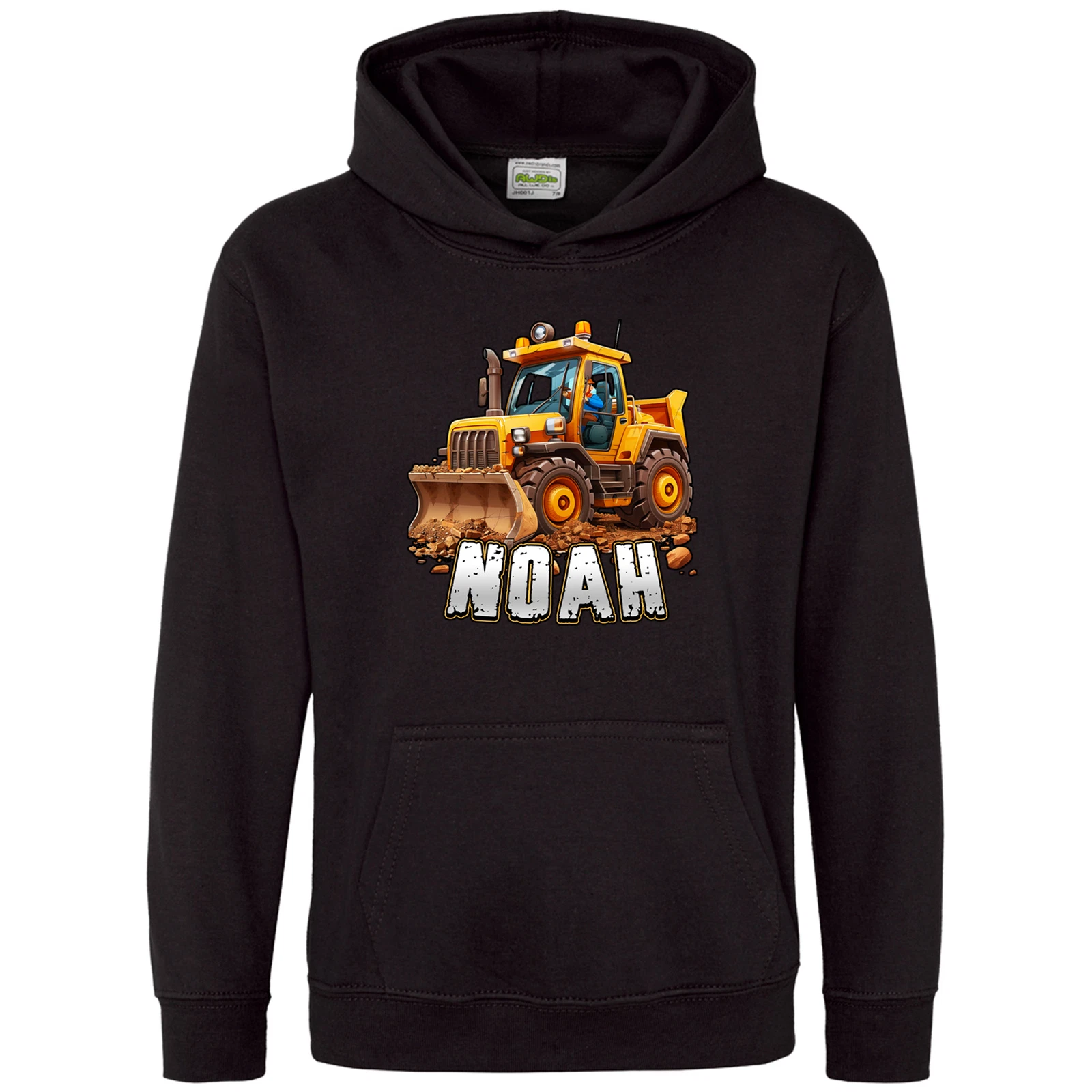 VETEMENTS Felpa con Cappuccio Bulldozer Personalizzata per Bambini Personalizzata Regalo Ragazzo Nome Natale Nascita...