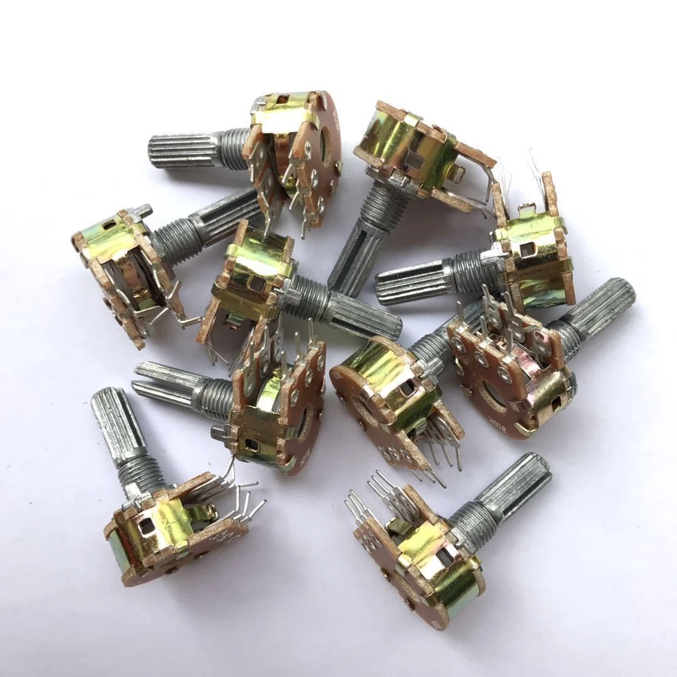 5Pcs B100K 100K WH148 20mm 6 Pin Dual Stereo Linear Potentiometer Double Rotary - Image 3 of 3