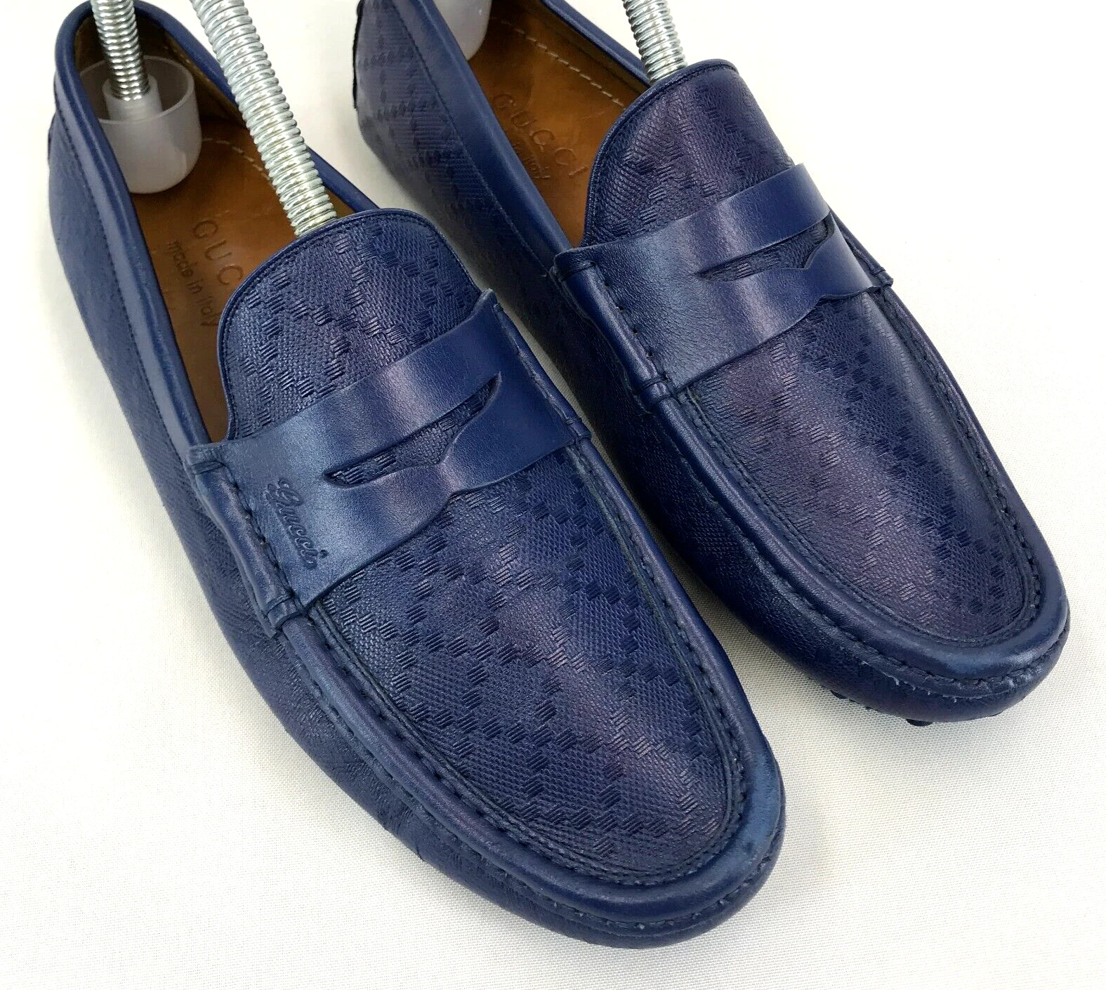 Mocassins homme Gucci chaussures cuir bleu marine mocassin à enfiler Italie taille 5 EU 39