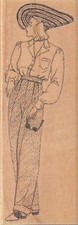 Lady In Slacks 1 1/2 x 3 3/4" Rubber Stamp, Woman Stamp, Lady Stamp