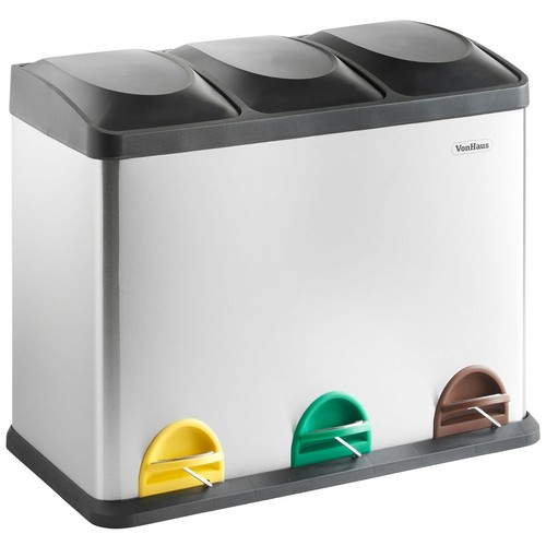 VonHaus 3in1 Recycling Pedal Bin for Kitchen Waste 45L Rubbish Capacity eBay