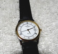 Wristwatch Men's Michel Herbelin Stainless Leather Swiss 7J NOS 1980s France