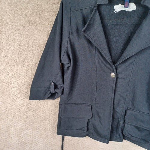 Dereon Jacket Womens 1X Black Knit Blazer Pockets 3/4 Sleeve Roll Cuff Beyonce - Picture 3 of 12