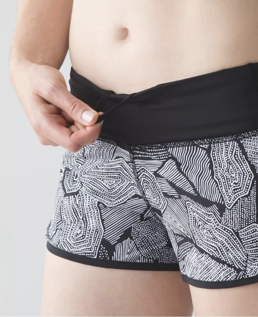Lululemon RUN SPEED SHORTS Dottie Tribe Black White sz 6