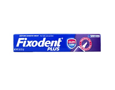 Fixodent Plus Gum Denture Adhesive Care Denture Cream 2 Oz (Pack Of 3 Tubes)