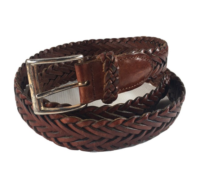 cole haan braided leather belt